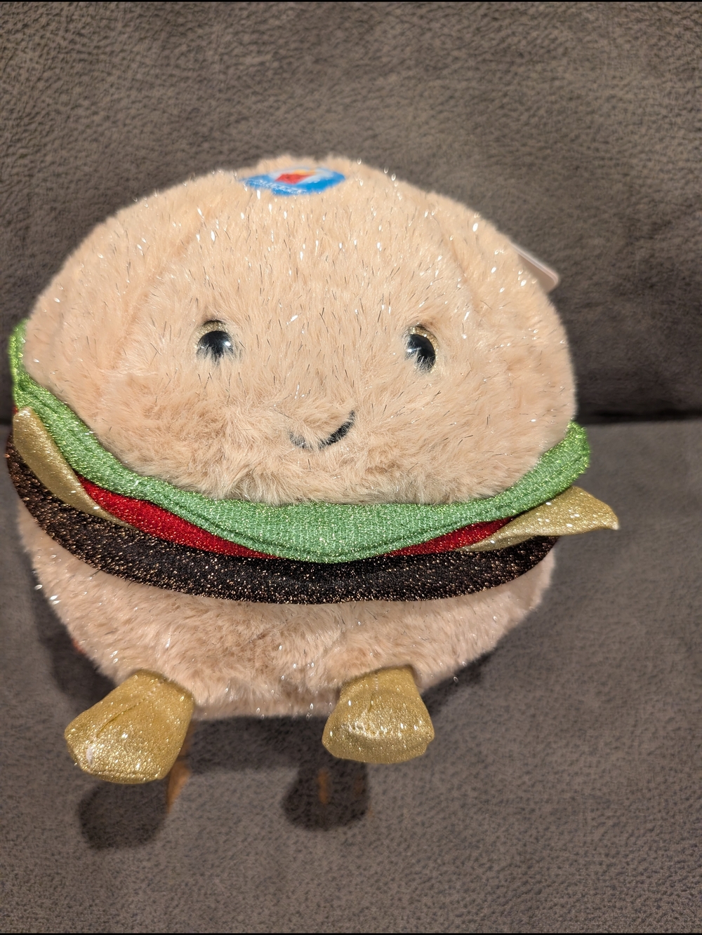 FAO Schwarz Plush Hamburger in Tan, Green, Red and Gold